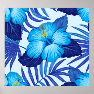 Affiche Plantes tropicaux hawaïens, motif hibiscus.