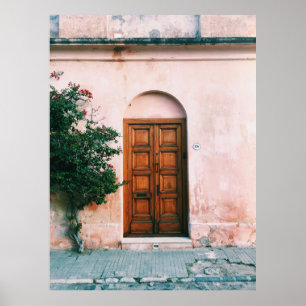 AFFICHE PLANTES VERTS À CÔTÉ D'UNE PORTE BROWN EN BOIS