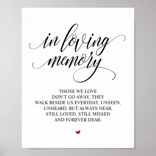 Affiche Plaque commémorative dans notre cœur avec amour (Devant)