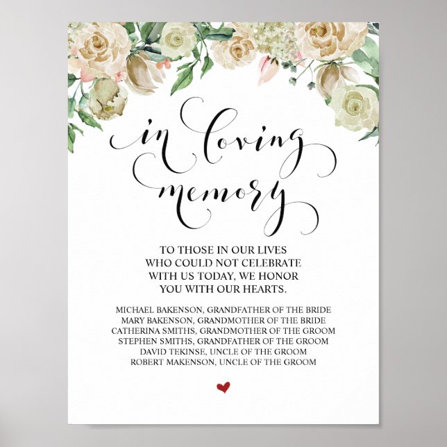 Affiche Plaque commémorative de mariage en souvenir aimant (Devant)