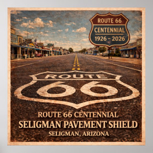Affiche Plaque de chaussée de la route 66 à Seligman