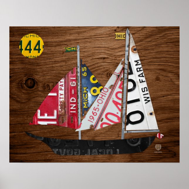 Affiche Plaque de licence Recyclée de bateau à voile de l' (Devant)