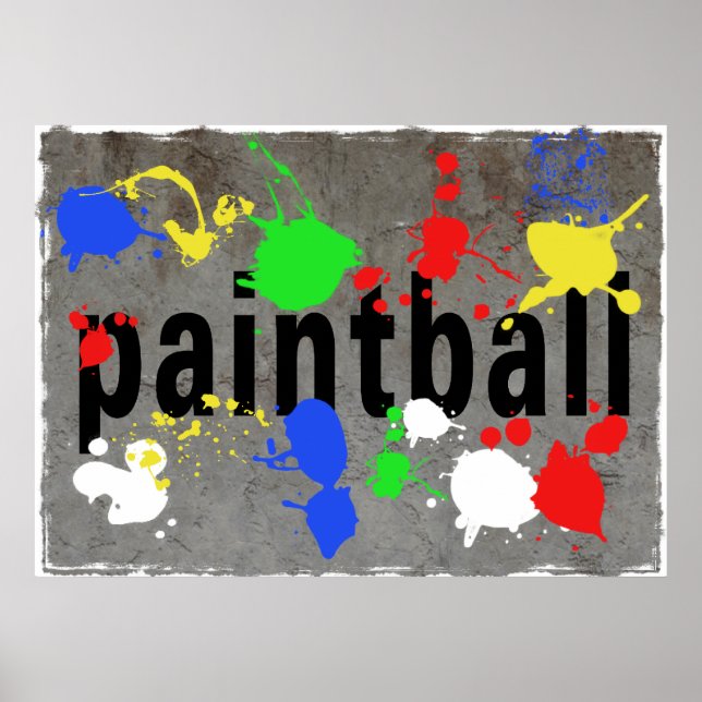 Affiche Plaque de Paintball sur mur de béton (Devant)
