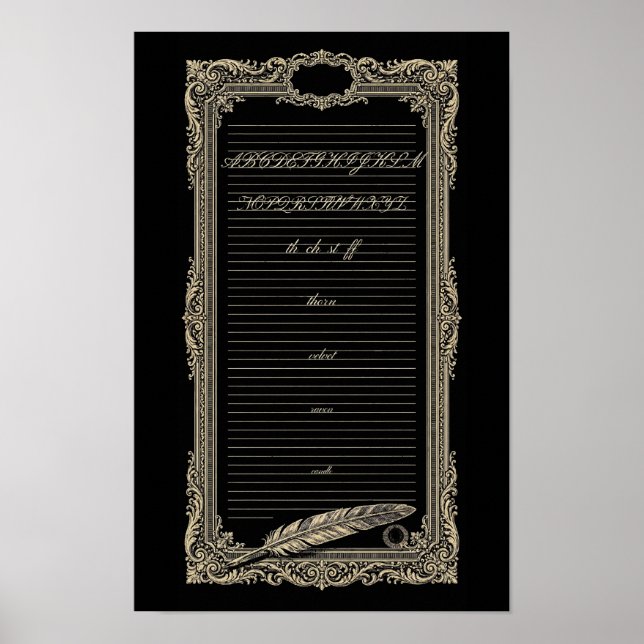 Affiche Plaque de spécimen de calligraphie écriture manusc (Devant)