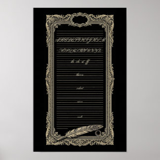 Affiche Plaque de spécimen de calligraphie écriture manusc