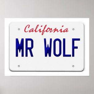 Affiche Plaque d'immatriculation California Mr Wolf