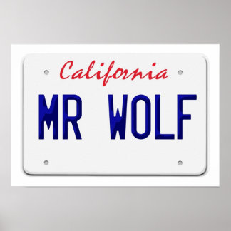 Affiche Plaque d'immatriculation California Mr Wolf