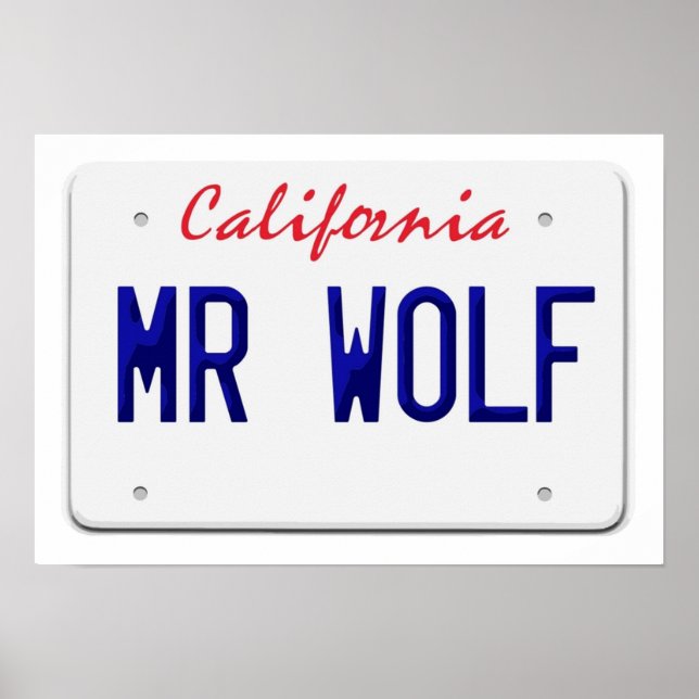 Affiche Plaque d'immatriculation California Mr Wolf (Devant)