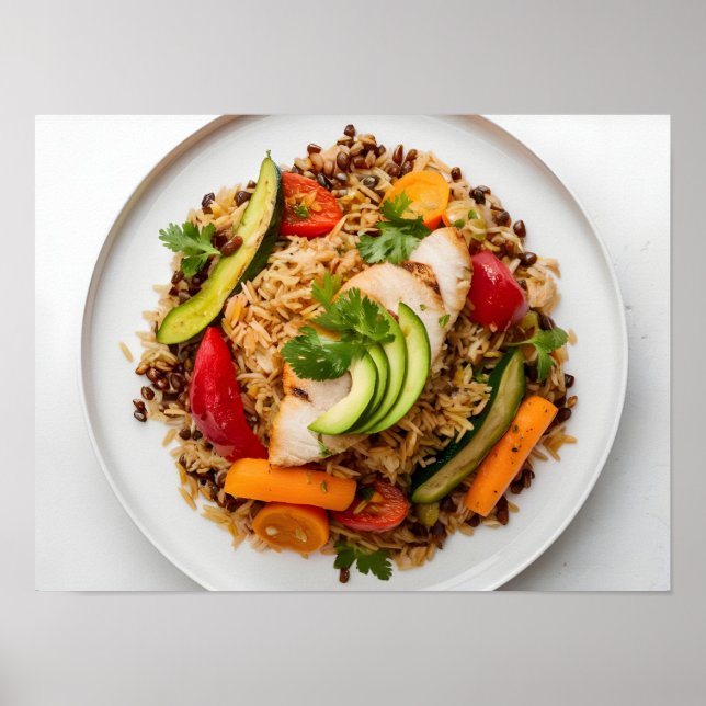 Affiche Plaque nutritive équilibrée avec protéines maigres (Devant)