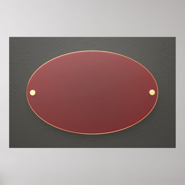 Affiche Plaque rouge ovale avec bord doré (Devant)