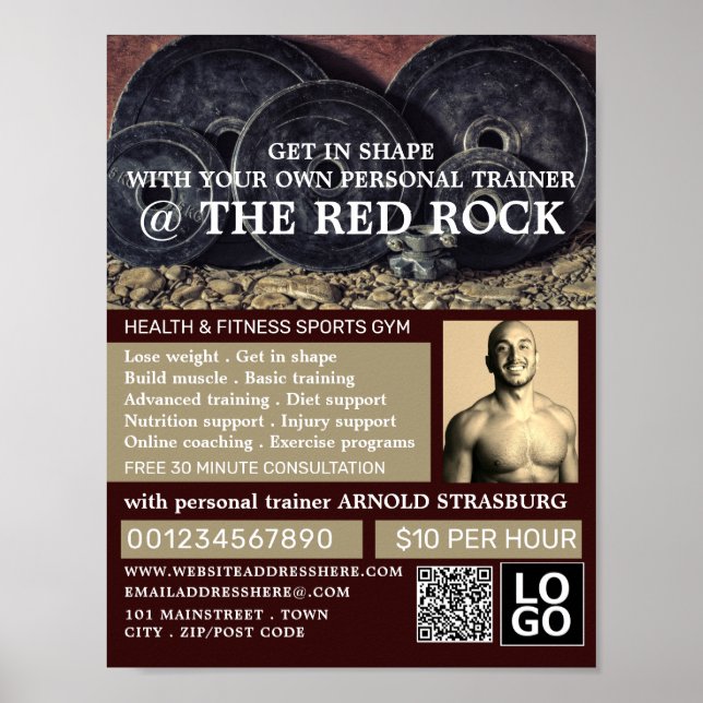 Affiche Plaques de poids, Entraîneur personnel, Publicité  (Devant)