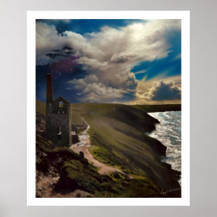 Affiche Plaques de roue Cornouailles avec ciel surréaliste