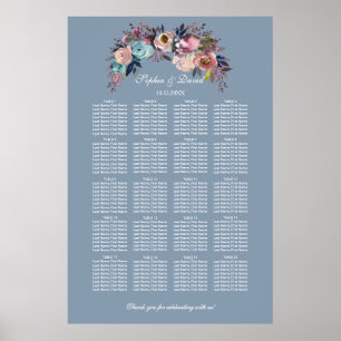 Affiche Plastique bleu-bleu rose floral Dusty Graphique 16