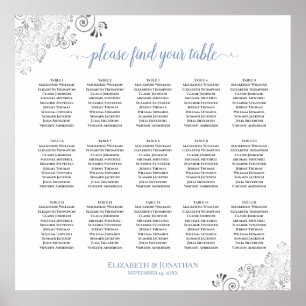 Affiche Plat 15 Mariage de table Plat blanc et bleu