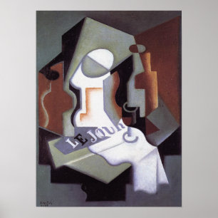 Affiche Plat de bouteille et de fruit, par Juan Gris