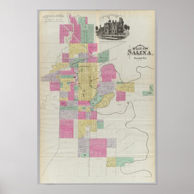 Affiche Plat de la ville de Salina, Kansas (Devant)