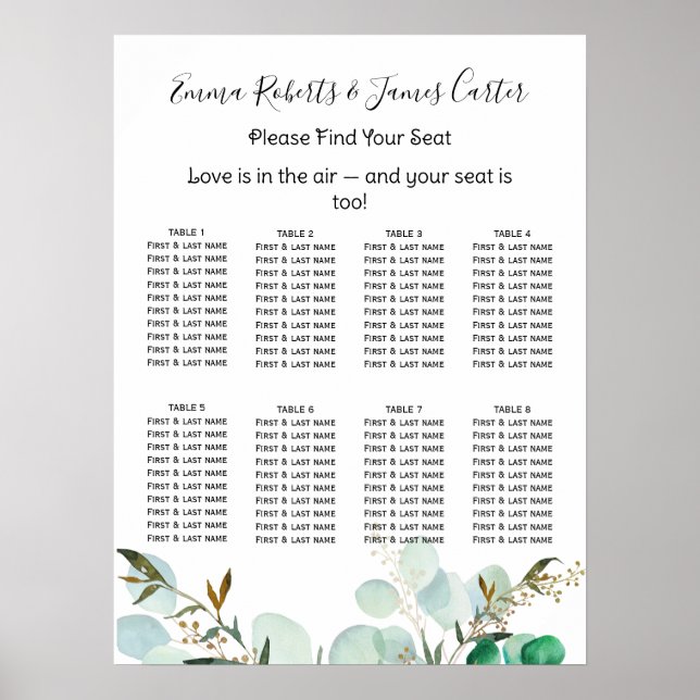 Affiche Plat de mariage élégant vert (Devant)
