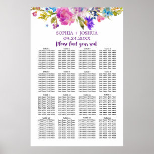 Affiche Plat Mariage rose et bleu