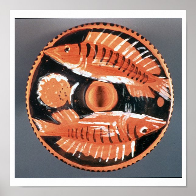 Affiche Plate depicting two fish, 350 BC (ceramic) (Devant)