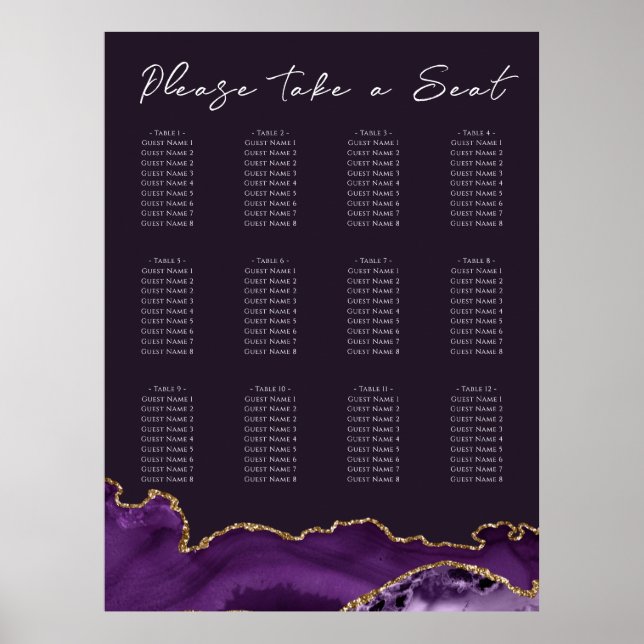 Affiche Plate-forme en mousseline du Mariage Agate violet (Devant)