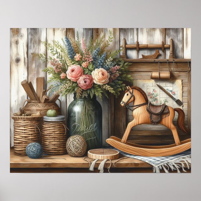 Affiche Plateau de campagne primitive en bois 2 (Devant)