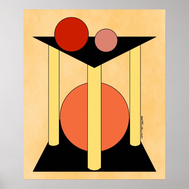 Affiche Plates-formes, piliers et cercles Abstraits (Devant)