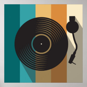 Affiche Platine de Vinyle Vintage Minimaliste Musique