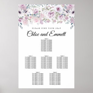 Affiche Platine violette blanche 6 tables