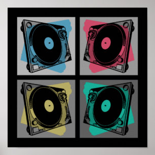 Affiche Platines Tourne-disques Pop Art Rétro