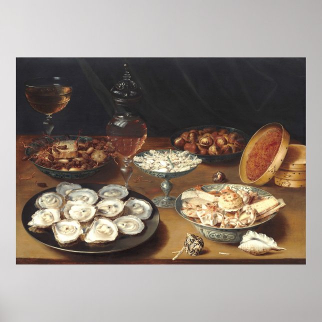 Affiche Plats avec huîtres - Osias Beert Fine Art (Devant)