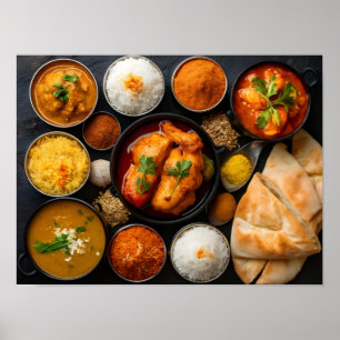 Affiche Plats indiens assortis : poulet Tikka Masala