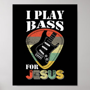Affiche Play Bass For Jesus Guitare Vintage