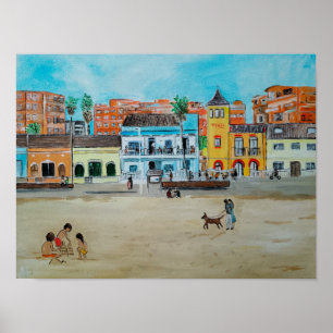 Affiche Playa de la Malvarrosa Peinture par Alfred Fox