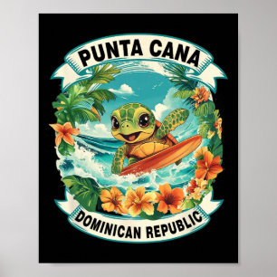 Affiche Playa Del Carmen Mexique jolie tortue de mer surfa