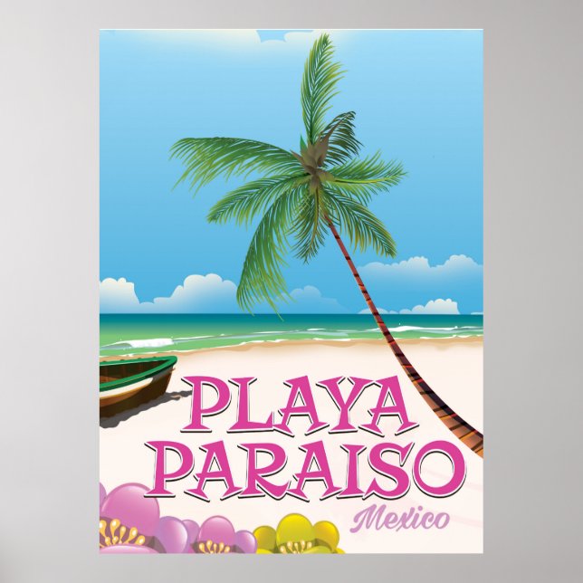 Affiche Playa Paraiso Mexico Beach (Devant)