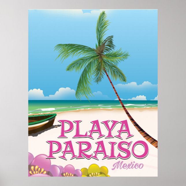 Affiche Playa Paraiso Mexico Beach (Devant)