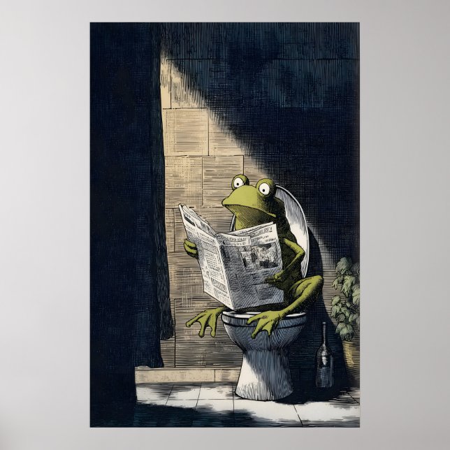 Affiche Playful Frog Art Print - Humorous Bathroom Wall (Devant)