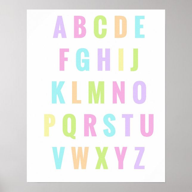 Affiche Playroom Letters Alphabet Pastel Rainbow (Devant)