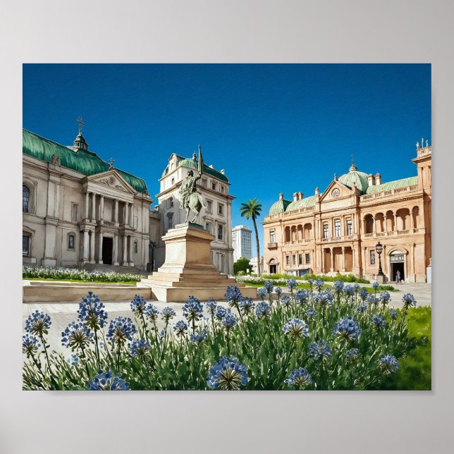 Affiche Plaza de Mayo Buenos Aires Argentina Watercolor (Devant)