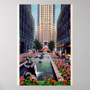 Affiche Plaza de New York City, New York à la roche 1940