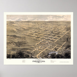 Affiche Pleasant Hill, MO Carte panoramique - 1869