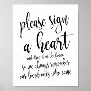 Affiche Please Sign A Heart Rustic Wedding 8x10 Sign