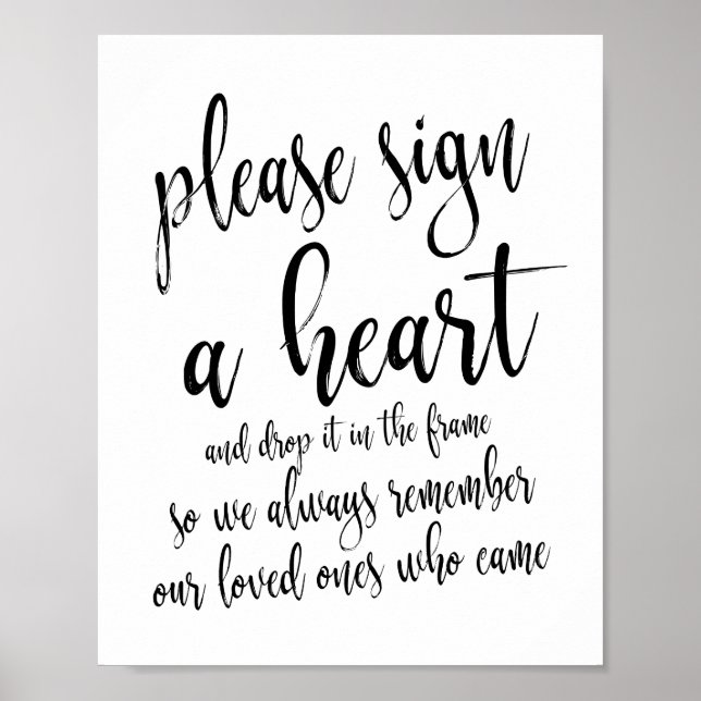 Affiche Please Sign A Heart Rustic Wedding 8x10 Sign (Devant)