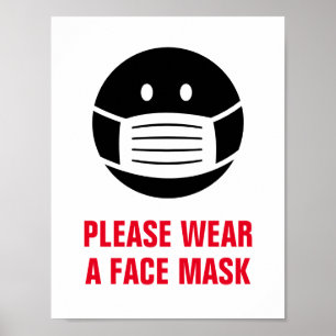 Affiche Please wear a face mask mandatory required sign