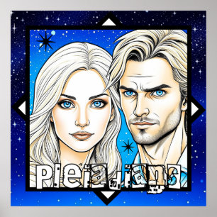 Affiche Pleiadians Extra Terrestres Course avec étoiles