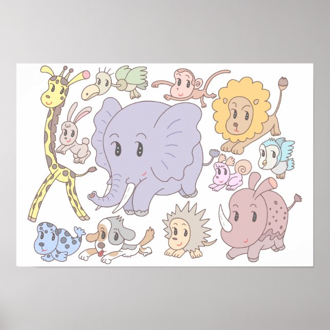 Affiche Plein d'énergie ! Douze animaux joyeux. (Devant)