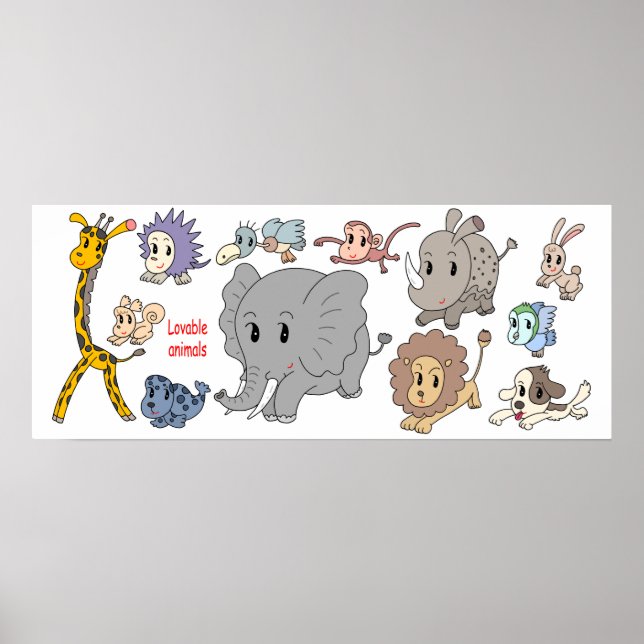 Affiche Plein d'énergie ! Douze animaux joyeux. (Devant)