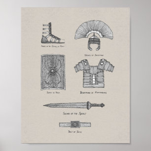 Affiche Pleine armure de Dieu - Éphésiens 6:13-17 Verse de