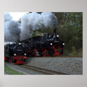 Affiche Pleine copie de train de vapeur en avant