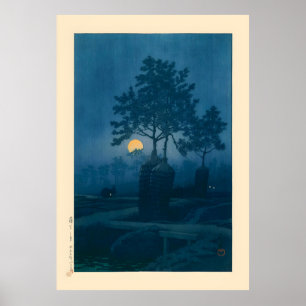 Affiche Pleine lune à Gamo par Kawase Hasui